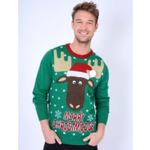 Jumpers Merry Xmoose Novelty Christmas Jumper in Christmas Green - Season’s Greetings / S - Tokyo Laundry