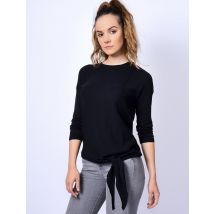 Jumpers Cloverfield Tie Front Jumper in Black - Plum Tree / L - Tokyo Laundry