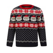 Jumpers Boy's Santahead Fairisle Novelty Christmas Jumper in Ink - Merry Christmas Kids (4-12yrs) / 4-5 Years - Tokyo Laundry