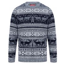 Jumpers Reynisfjall Jacquard Nordic Fairisle Christmas Jumper in Ink - Merry Christmas / S - Tokyo Laundry