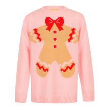 Jumpers Girls Xmas Gingerbread Novelty Christmas Jumper in Almond Blossom - Merry Christmas Kids (4-12yrs) / 4-5 Years - Tokyo Laundry