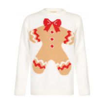 Jumpers Girls Xmas Gingerbread Novelty Christmas Jumper in Snow White - Merry Christmas Kids (4-12yrs) / 4-5 Years - Tokyo Laundry