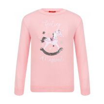 Jumpers Girls Xmas Unicorn Novelty Christmas Jumper in Almond Blossom - Merry Christmas Kids (4-12yrs) / 4-5 Years - Tokyo Laundry