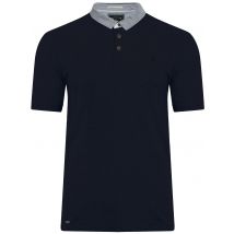 Polo Shirts Dunstable 2 Pique Polo Shirt with Chambray Collar in True Navy - Kensington Eastside / S - Tokyo Laundry