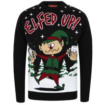 Jumpers Elfed Up Novelty Christmas Jumper in Jet Black - Merry Christmas / S - Tokyo Laundry
