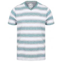 T-Shirts Fano Cotton Slub V Neck Striped T-Shirt In Mallard Green - South Shore / S - Tokyo Laundry