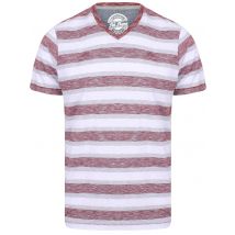 T-Shirts Fano Cotton Slub V Neck Striped T-Shirt In Oxblood - South Shore / S - Tokyo Laundry