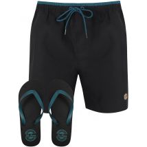Swim Shorts Pembroke Swim Shorts In Jet Black With Free Matching Flip Flops - South Shore / M - Tokyo Laundry
