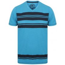 T-Shirts Sungai V Neck Striped Cotton T-Shirt In Swedish Blue - South Shore / M - Tokyo Laundry