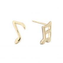 Gold Plated Music Note Stud Earrings
