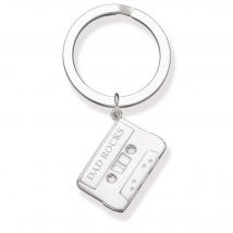 Engraved Silver Cassette Tape Key Ring