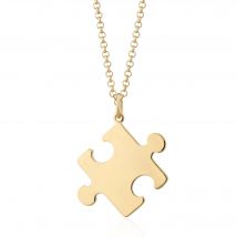 Engraved Gold Plated Large Jigsaw Necklace