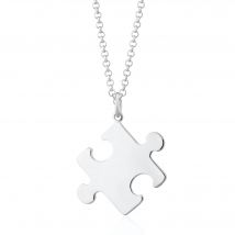 Engraved Silver Large Jigsaw Necklace