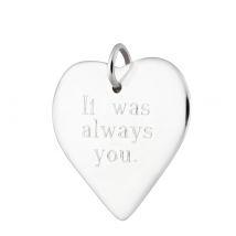 Engraved Silver Heart Charm (Large)