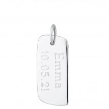 Engraved Silver Rectangle Tag Charm