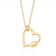 Gold Plated Heart Carabiner Charm Collector Necklace