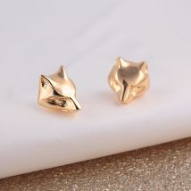 Gold Plated Fox Stud Earrings