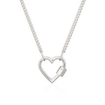 Silver Heart Carabiner Curb Chain Necklace