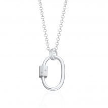 Silver Oval Carabiner Charm Collector Necklace