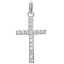 Silver Cross Charm with Crystals