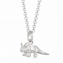 Silver Triceratops Dinosaur Necklace