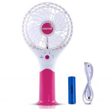 Pink Three-Speed Rechargeable Handheld Fan