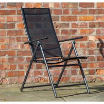 Outdoor Garden Patio Multi Position Reclining Folding Chair in Black