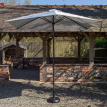 2.7m Wind Up Garden Parasol with Aluminium Shaft in Grey