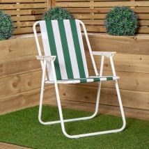 Folding Camping / Picnic Chair in Green and White Garden Patio