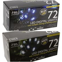 72 LED Digital Outdoor Lights In White or Blue With Chasing/Flashing Lights
