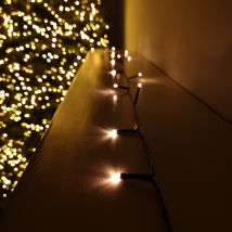 200 LED 20m Premier Christmas Indoor Outdoor Multi Function Battery Operated String Lights with Timer in Vintage Gold