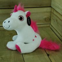 25cm Plush White Unicorn with Pink Mane and Tail