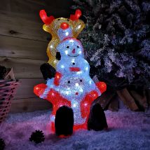 60cm Indoor Outdoor Santa Snowman Reindeer Tower With 60 Ice White LEDs