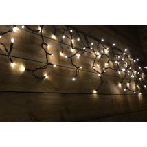300 LED (6m) Warm White Connectable Icicle Lights on a Black Cable