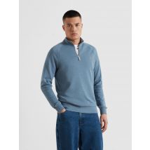 Jim Organic Cotton Quarter Zip Sweatshirt In Blue Tide Marl