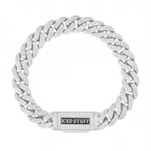 Bransoletka Premium Diamond Cuban Link 10mm Białe Złoto