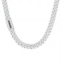 Łańcuch Premium Diamond Prong Cuban Link 12mm Białe Złoto