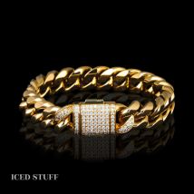 Bransoletka Diamond Clasp Cuban Link 12mm Złoto
