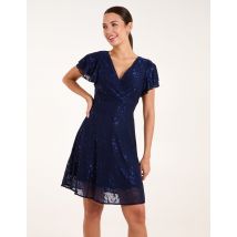 Mesh Angel Sleeve Dress - 12 / NAVY