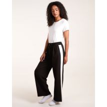 Side Stripe Elastic Waist Trousers - L / BLACK