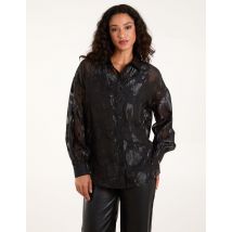 Mesh Metallic Detailed Shirt - S / BLACK