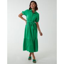 Belted Tiered Midi Dress - 10 / GREEN