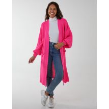 Edge to Edge Knitted Long Cardigan - M/L / PINK
