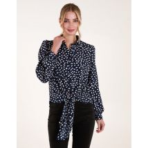 Abstract Polka Dot Oversized Shirt - S / NAVY