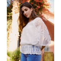 Sun Flower Lace Sleeve Blouse - S/M / IVORY