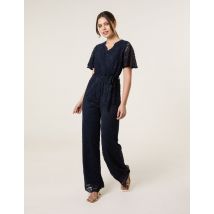 Lace Wrap Over Jumpsuit - 8 / NAVY