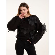 Applique Flower Jumper - M/L / BLACK
