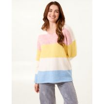 Colourful Stripped V Neck Jumper - M/L / MULTI