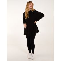 Ribbed Leggings & Cowl Neck Jumper Set - S/M / BLACK