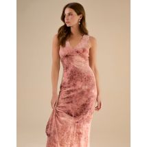 Luxe Devore V Neck Maxi Dress - 12 / PINK